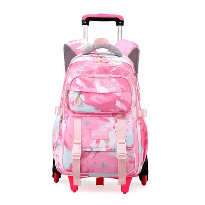 Rolling School Bags for Girls Backpack Children Waterproof School Backpacks with Wheels Middle School Trolley Luggage Back Pack