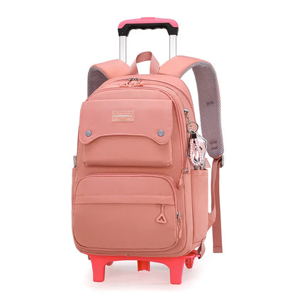 Rolling School Bags for Girls Backpack Children Waterproof School Backpacks with Wheels Middle School Trolley Luggage Back Pack