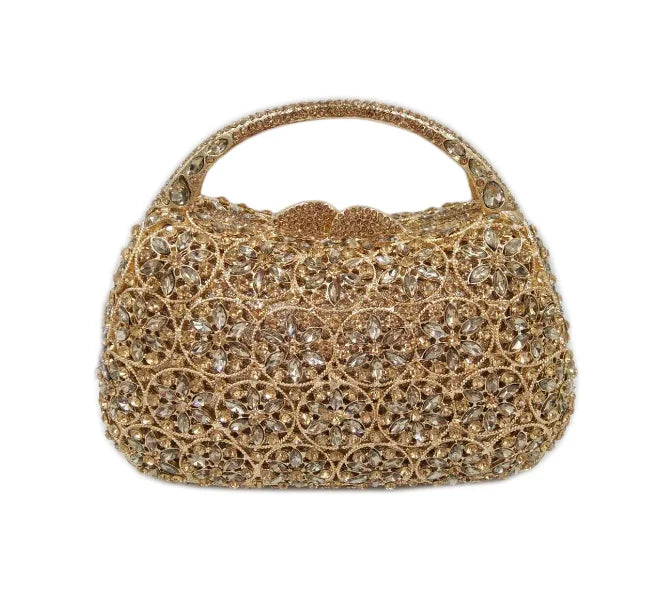 Rose gold Rhinestone Clutches Luxury Champagne Diamond Wedding Purse Newest Crystal Dinner Handbags Designer Party Minaudere Bag