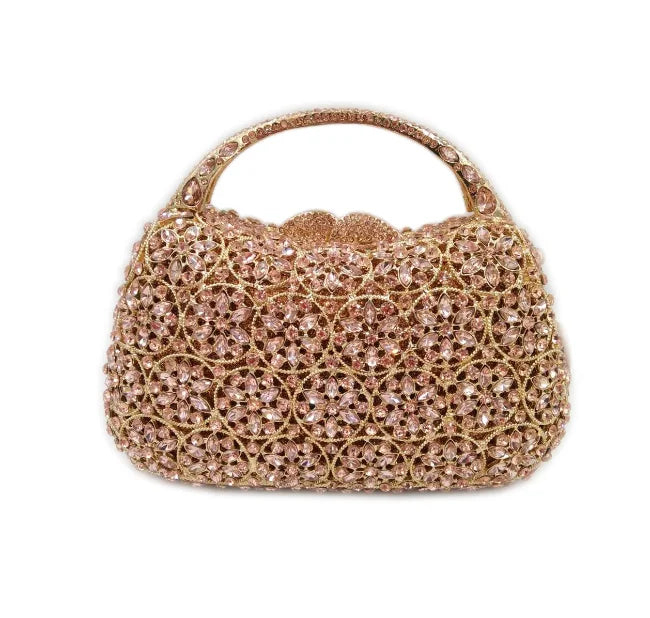 Rose gold Rhinestone Clutches Luxury Champagne Diamond Wedding Purse Newest Crystal Dinner Handbags Designer Party Minaudere Bag