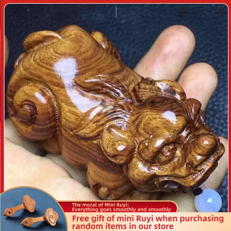 RoseWood Sculpture Pieces PI Xiu Pear Wood Carved Home Decoration Living Room Office Bookshelf Porch Mahogany Head Craft Gifts