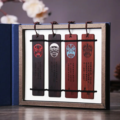 Rosewood Ebony Wood 14cm Peking Opera Bookmarks Classical Book Pendant Car Hanging Feng Shui Chinese Retro Style Home Decor