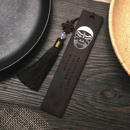 Rosewood Ebony Wood 14cm Peking Opera Bookmarks Classical Book Pendant Car Hanging Feng Shui Chinese Retro Style Home Decor