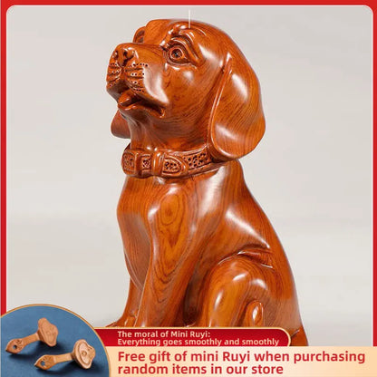 Rosewood EbonyWood Ornament Bring In Wealth and Treasur Zodiac dog Pray Blessing Home Office Decoration Modern Crafts