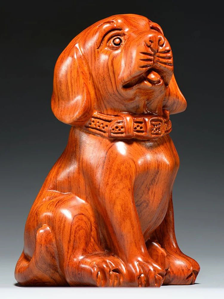 Rosewood EbonyWood Ornament Bring In Wealth and Treasur Zodiac dog Pray Blessing Home Office Decoration Modern Crafts