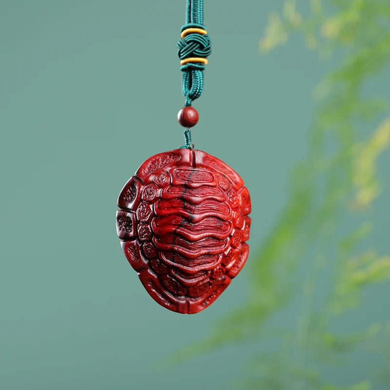 Rosewood Guaiacum Wood 6cm Turtle Shell Sculpture Pterocarpus Tinctorius Wood Statue Lucky Tortoise Pendant Home Decor