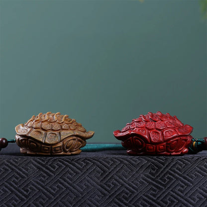 Rosewood Guaiacum Wood 6cm Turtle Shell Sculpture Pterocarpus Tinctorius Wood Statue Lucky Tortoise Pendant Home Decor