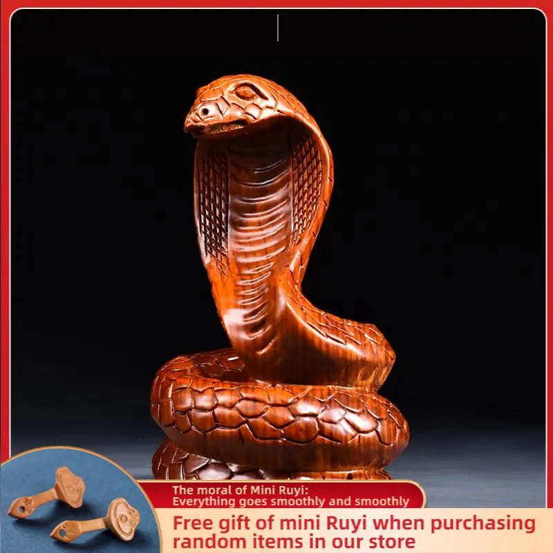 Rosewood Twelve Zodiac Snake Decoration Piece Amass Fortunes Solid Wood Carving Home Office Decoration Ebony Mahogany Artifact