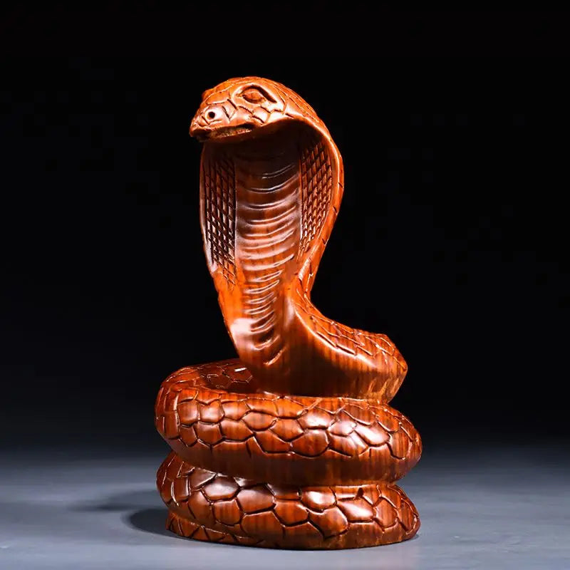 Rosewood Twelve Zodiac Snake Decoration Piece Amass Fortunes Solid Wood Carving Home Office Decoration Ebony Mahogany Artifact