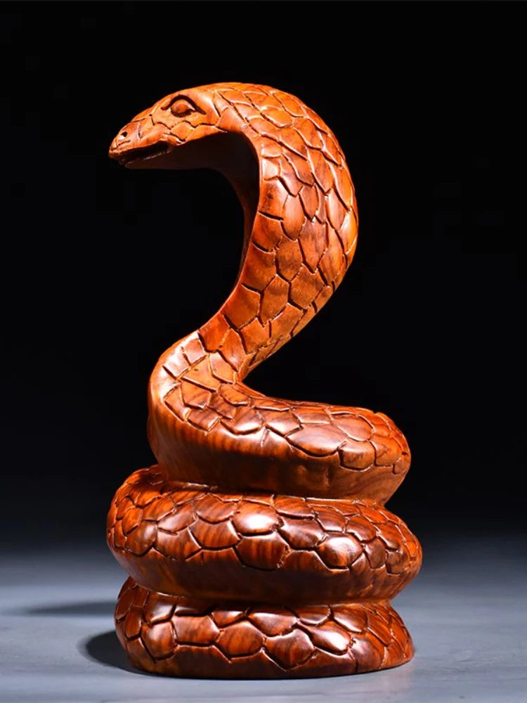 Rosewood Twelve Zodiac Snake Decoration Piece Amass Fortunes Solid Wood Carving Home Office Decoration Ebony Mahogany Artifact
