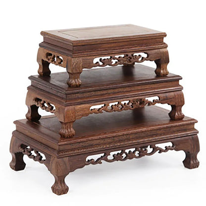 Rosewood carving crafts Buddha ornaments base chicken wing wooden rectangular vase odd stone base solid wood support