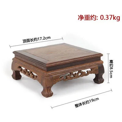 Rosewood carving crafts Buddha ornaments base chicken wing wooden rectangular vase odd stone base solid wood support
