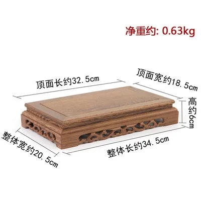 Rosewood carving crafts Buddha ornaments base chicken wing wooden rectangular vase odd stone base solid wood support