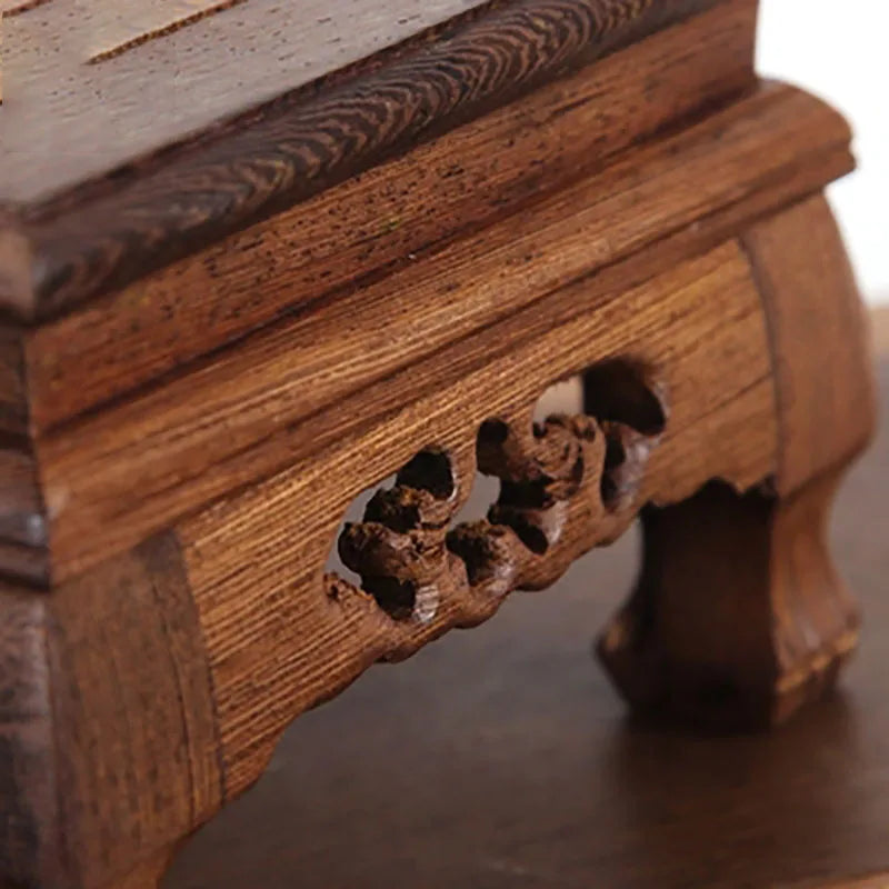 Rosewood carving crafts Buddha ornaments base chicken wing wooden rectangular vase odd stone base solid wood support
