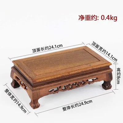 Rosewood carving crafts Buddha ornaments base chicken wing wooden rectangular vase odd stone base solid wood support