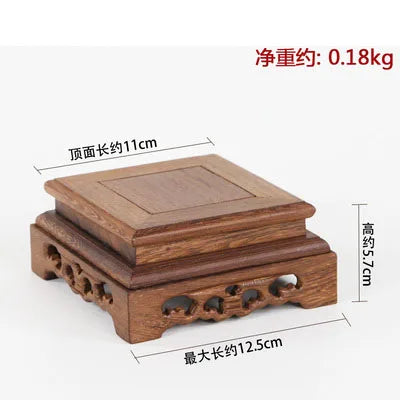 Rosewood carving crafts Buddha ornaments base chicken wing wooden rectangular vase odd stone base solid wood support