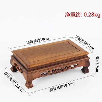 Rosewood carving crafts Buddha ornaments base chicken wing wooden rectangular vase odd stone base solid wood support