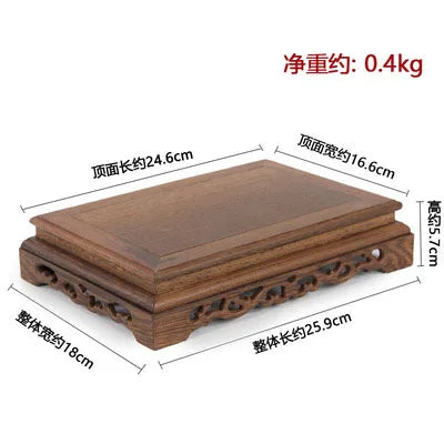 Rosewood carving crafts Buddha ornaments base chicken wing wooden rectangular vase odd stone base solid wood support
