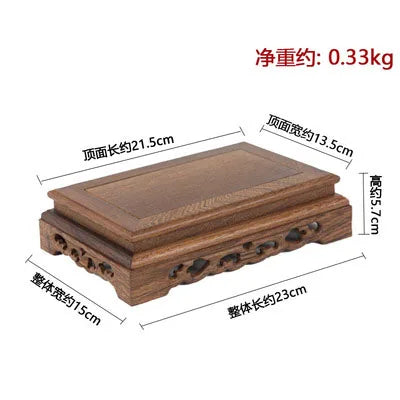 Rosewood carving crafts Buddha ornaments base chicken wing wooden rectangular vase odd stone base solid wood support