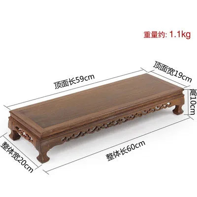 Rosewood carving crafts Buddha ornaments base chicken wing wooden rectangular vase odd stone base solid wood support