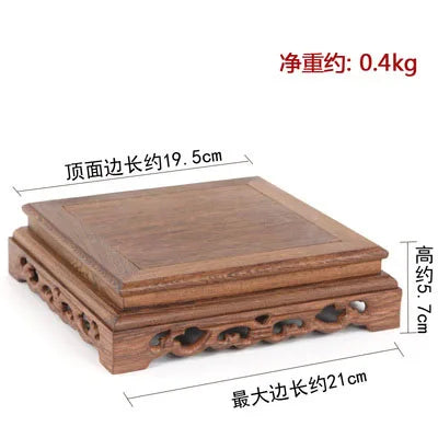 Rosewood carving crafts Buddha ornaments base chicken wing wooden rectangular vase odd stone base solid wood support