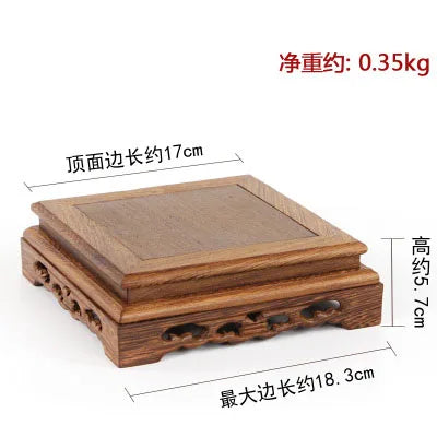 Rosewood carving crafts Buddha ornaments base chicken wing wooden rectangular vase odd stone base solid wood support