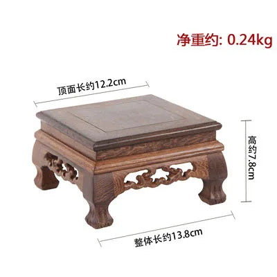 Rosewood carving crafts Buddha ornaments base chicken wing wooden rectangular vase odd stone base solid wood support