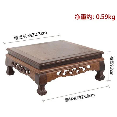 Rosewood carving crafts Buddha ornaments base chicken wing wooden rectangular vase odd stone base solid wood support