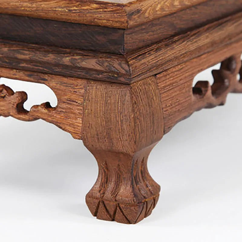 Rosewood carving crafts Buddha ornaments base chicken wing wooden rectangular vase odd stone base solid wood support