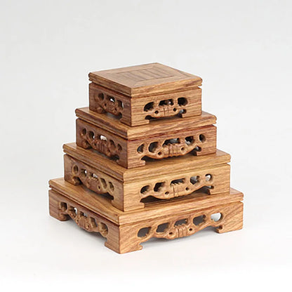 Rosewood carving decorations, jade bonsai seal, solid wood square stone base, acid wood, ebony wood, wooden base