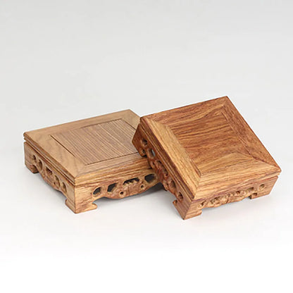 Rosewood carving decorations, jade bonsai seal, solid wood square stone base, acid wood, ebony wood, wooden base