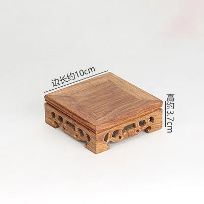 Rosewood carving decorations, jade bonsai seal, solid wood square stone base, acid wood, ebony wood, wooden base