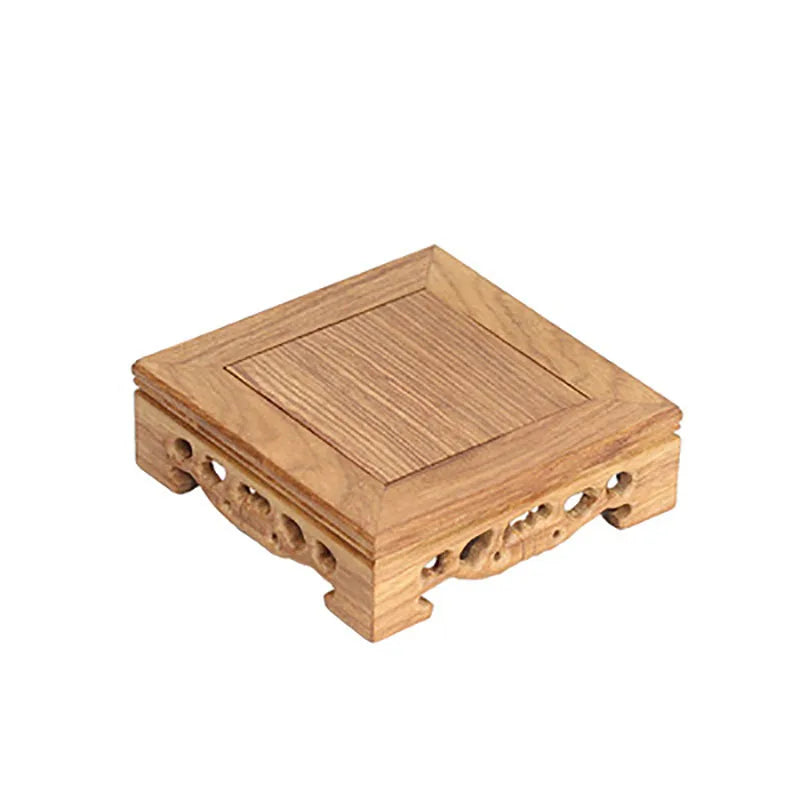 Rosewood carving decorations, jade bonsai seal, solid wood square stone base, acid wood, ebony wood, wooden base