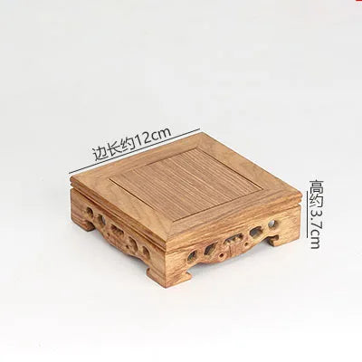 Rosewood carving decorations, jade bonsai seal, solid wood square stone base, acid wood, ebony wood, wooden base