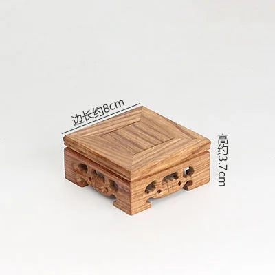 Rosewood carving decorations, jade bonsai seal, solid wood square stone base, acid wood, ebony wood, wooden base