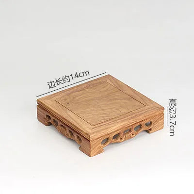 Rosewood carving decorations, jade bonsai seal, solid wood square stone base, acid wood, ebony wood, wooden base