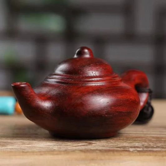 Rosewood carving small teapot handle  handle piece pendant Small leaf rosewood  handle pot  car rearview mirror pendant