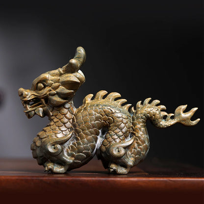 Rosewood green sandalwood sculpture animal auspicious dragon wooden carving like zodiac dragon decoration mascot decoration