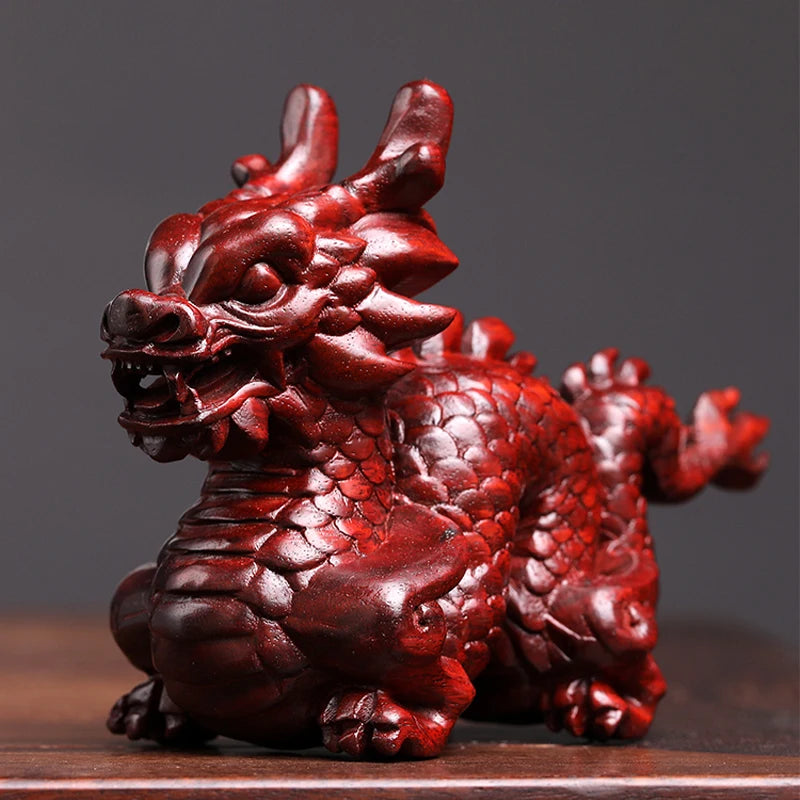 Rosewood green sandalwood sculpture animal auspicious dragon wooden carving like zodiac dragon decoration mascot decoration
