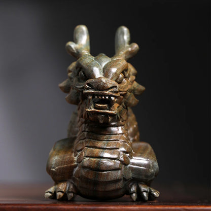 Rosewood green sandalwood sculpture animal auspicious dragon wooden carving like zodiac dragon decoration mascot decoration