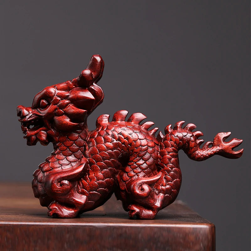 Rosewood green sandalwood sculpture animal auspicious dragon wooden carving like zodiac dragon decoration mascot decoration