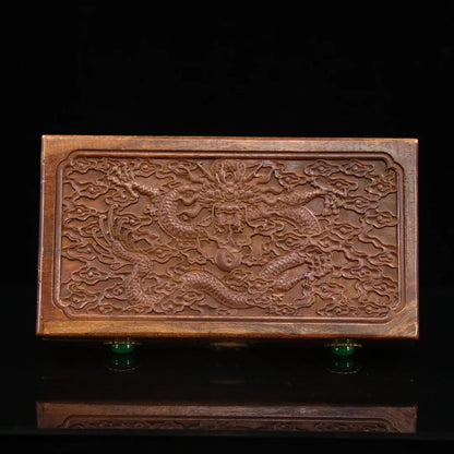 Rosewood hand-carved inlaid gemstone jewelry box