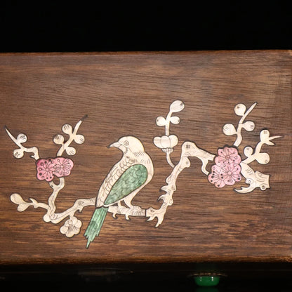 Rosewood inlaid shell inlaid gemstone jewelry box.