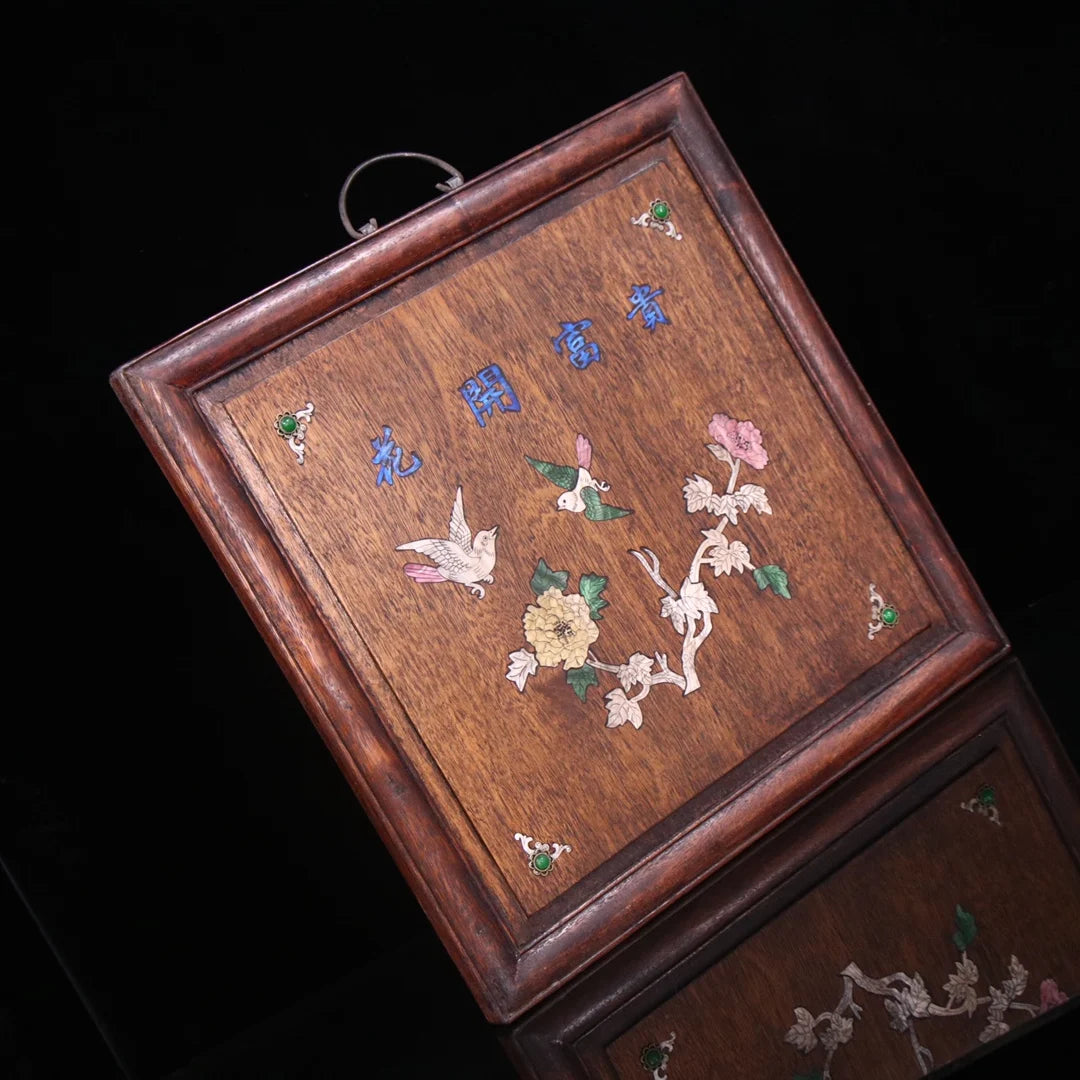 Rosewood inlaid with shells, gems and flowers blooming rich and honorable plaques.