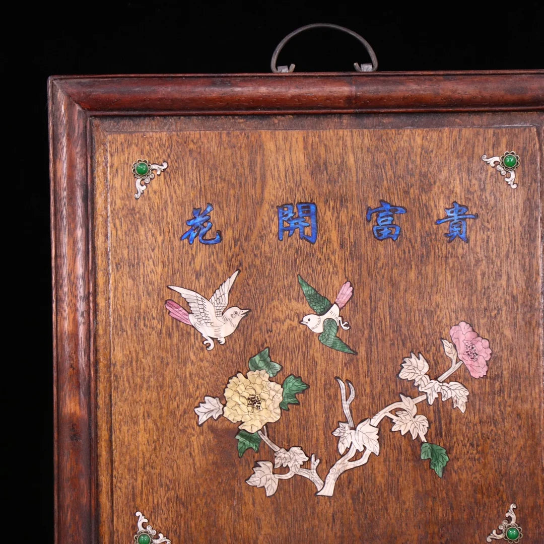 Rosewood inlaid with shells, gems and flowers blooming rich and honorable plaques.
