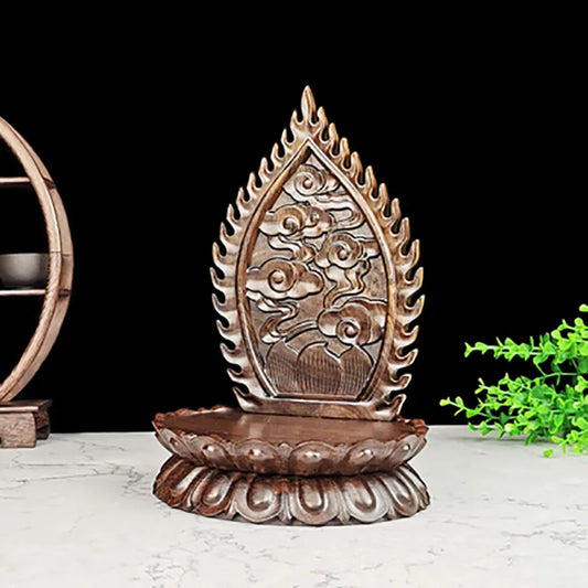 Rosewood lotus table Buddha statue base with screen bodhisattva offering table oval small solid wood lotus seat