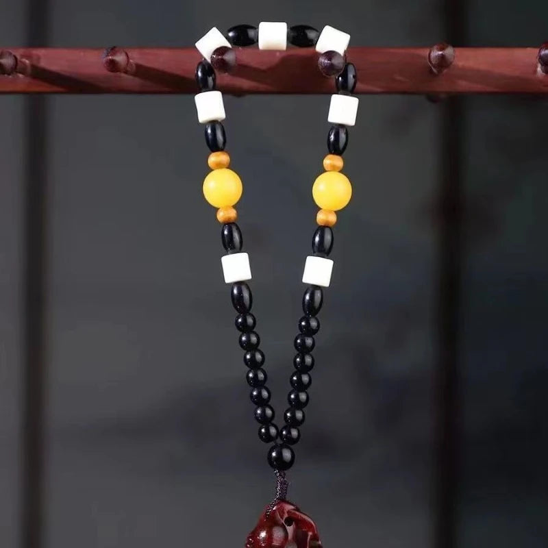 Rosewood （seek Wealth ）gourd Wood Hand Handle Piece Handmade Solid Wood Carved Aging Material Lobular Red Sandalwood Pendant