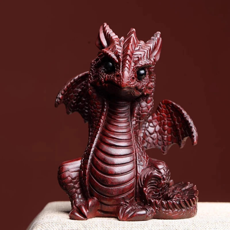 Rosewood statue Solid wood fire dragon baby Dragon Year decoration mascot Zodiac dragon wood sculpture collection