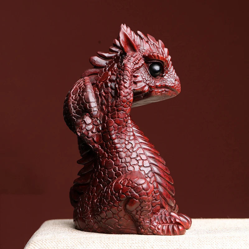 Rosewood statue Solid wood fire dragon baby Dragon Year decoration mascot Zodiac dragon wood sculpture collection