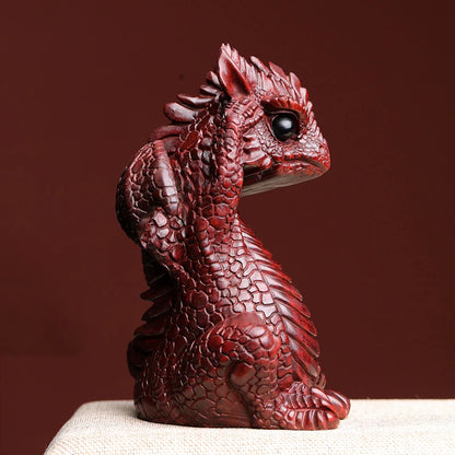 Rosewood statue Solid wood fire dragon baby Dragon Year decoration mascot Zodiac dragon wood sculpture collection